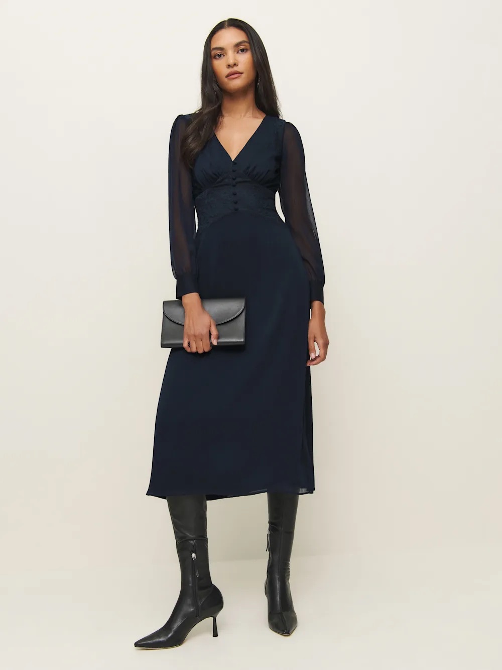 NEW Reformation Morganna Dress Blue - Size 10